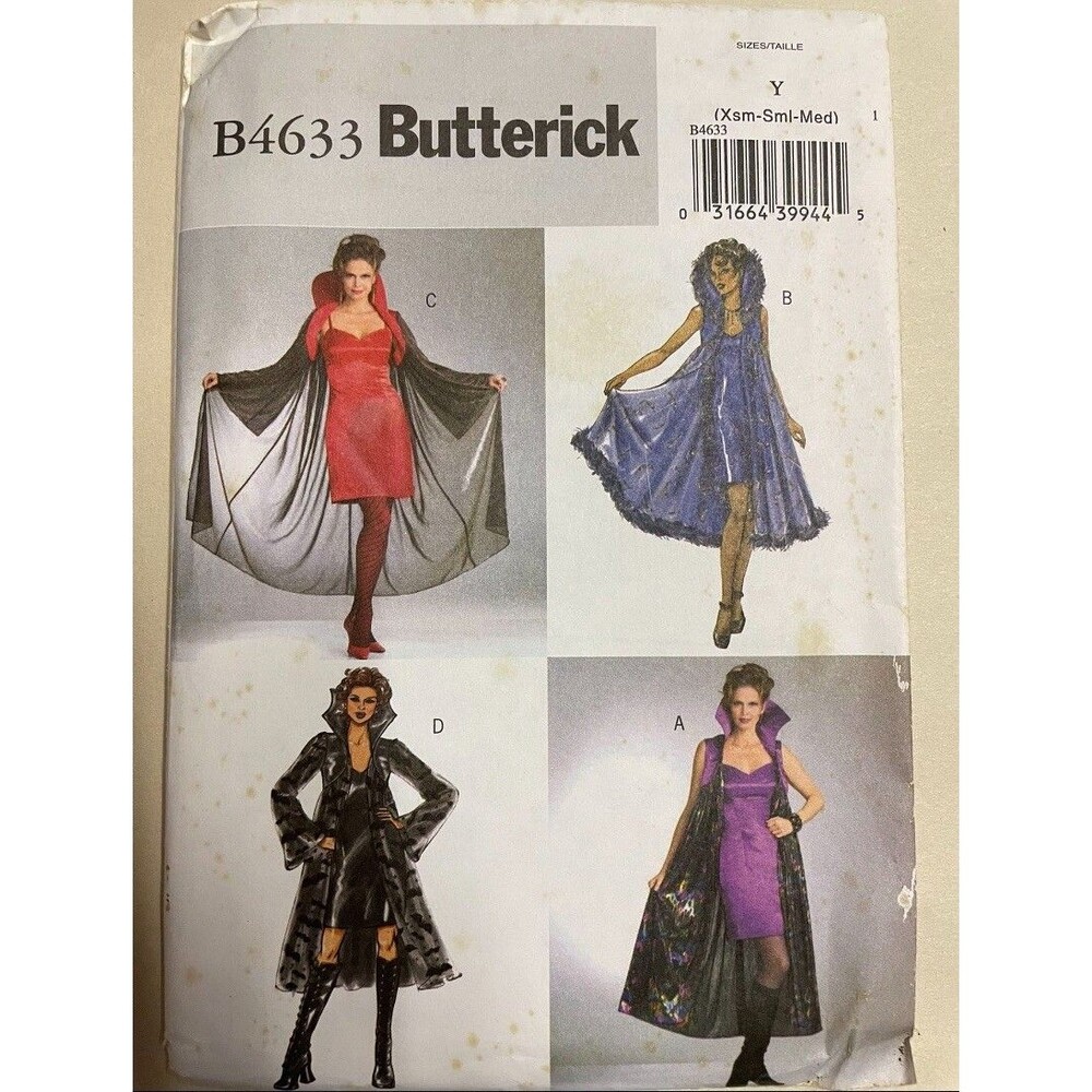 UNCUT BUTTERICK B4633 Sewing Pattern COSTUME SEXY DEVIL GOTH VAMPIRE XS S M - Picture 1 of 3